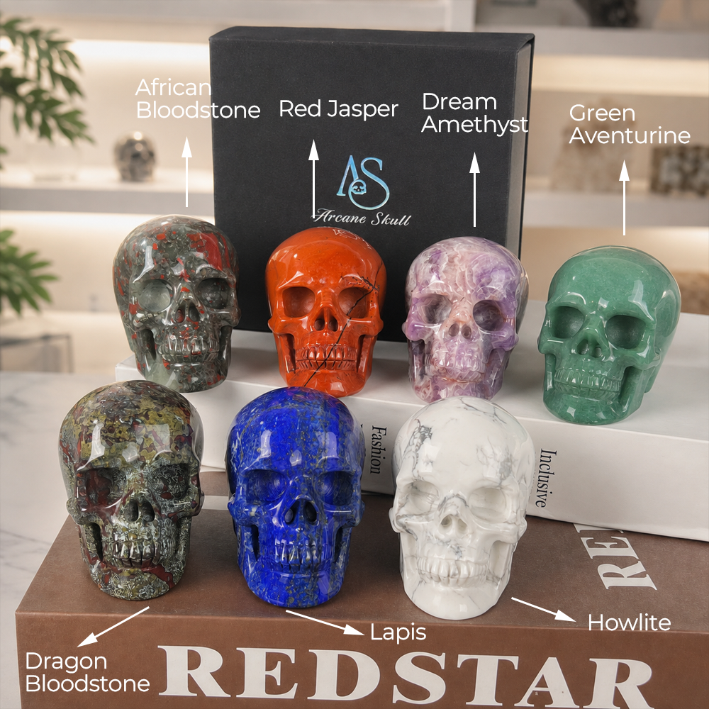 3 inch Crystal Skull Collection - Hand Carved Natural Gemstone
