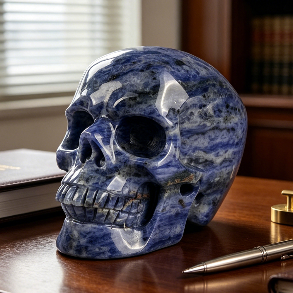 7-10 inch Blue Lace Agate Skull - Titan Series Large Scale Crystal Skull