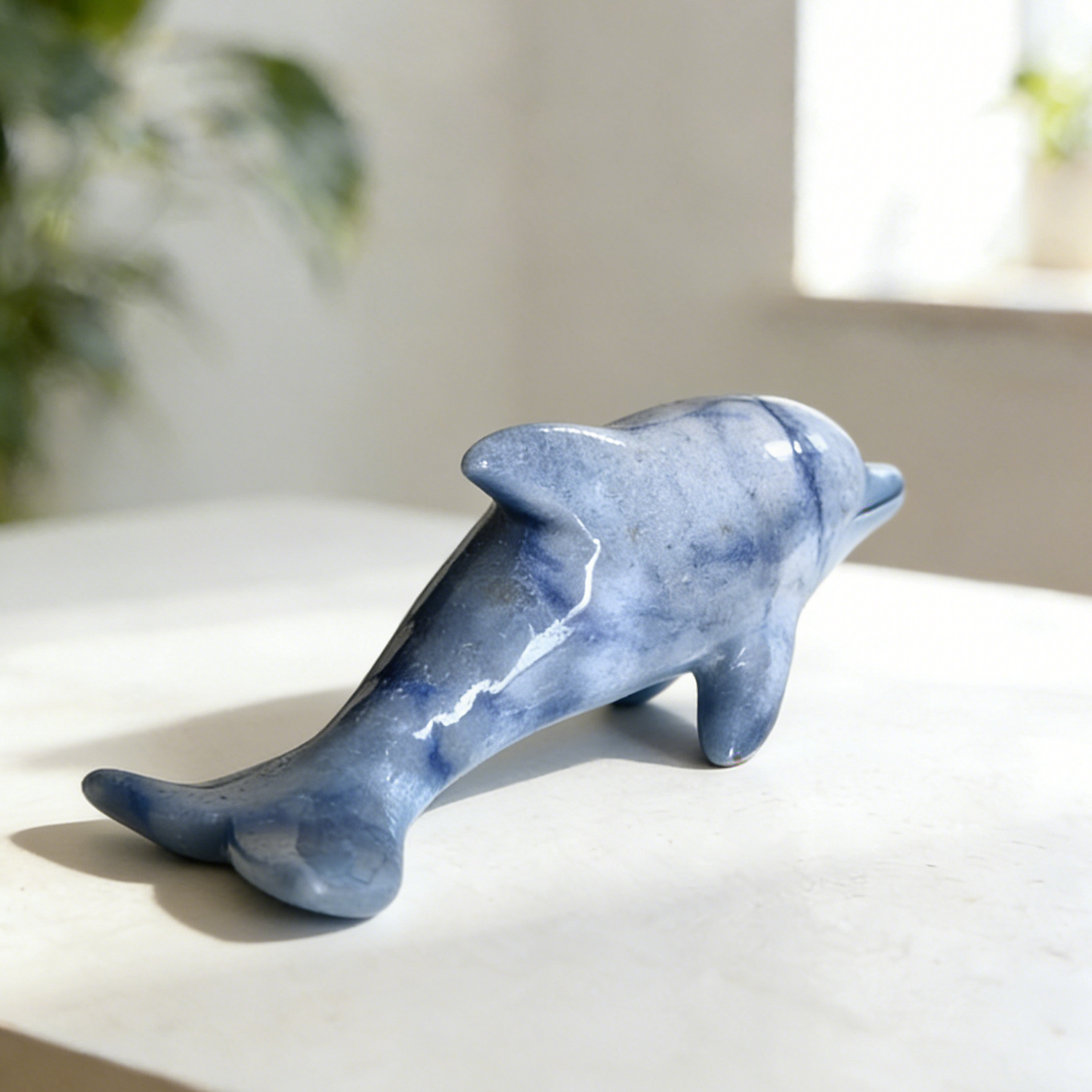 Blue Aventurine Dolphin Carving – Natural Gemstone Sculpture