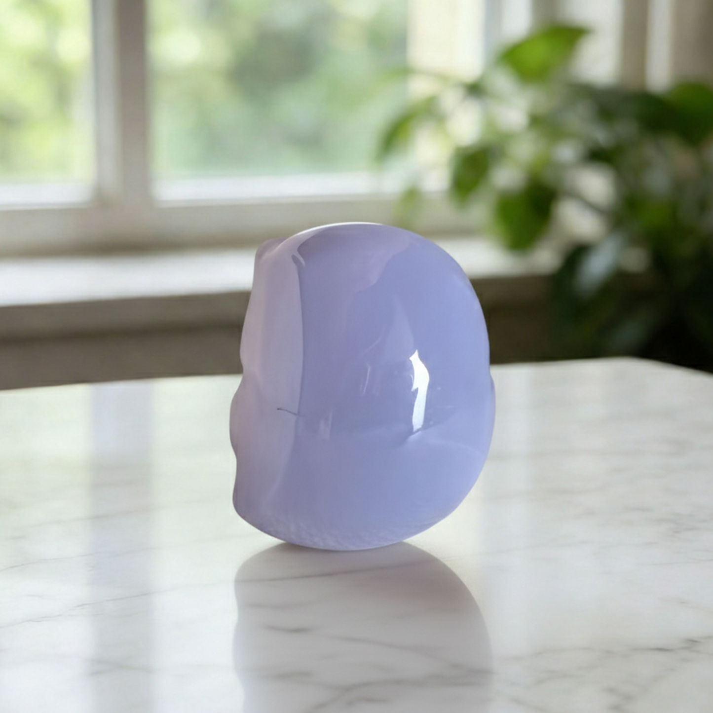 Blue Chalcedony Sleeping Cat Carving – Hand Carved Natural Stone