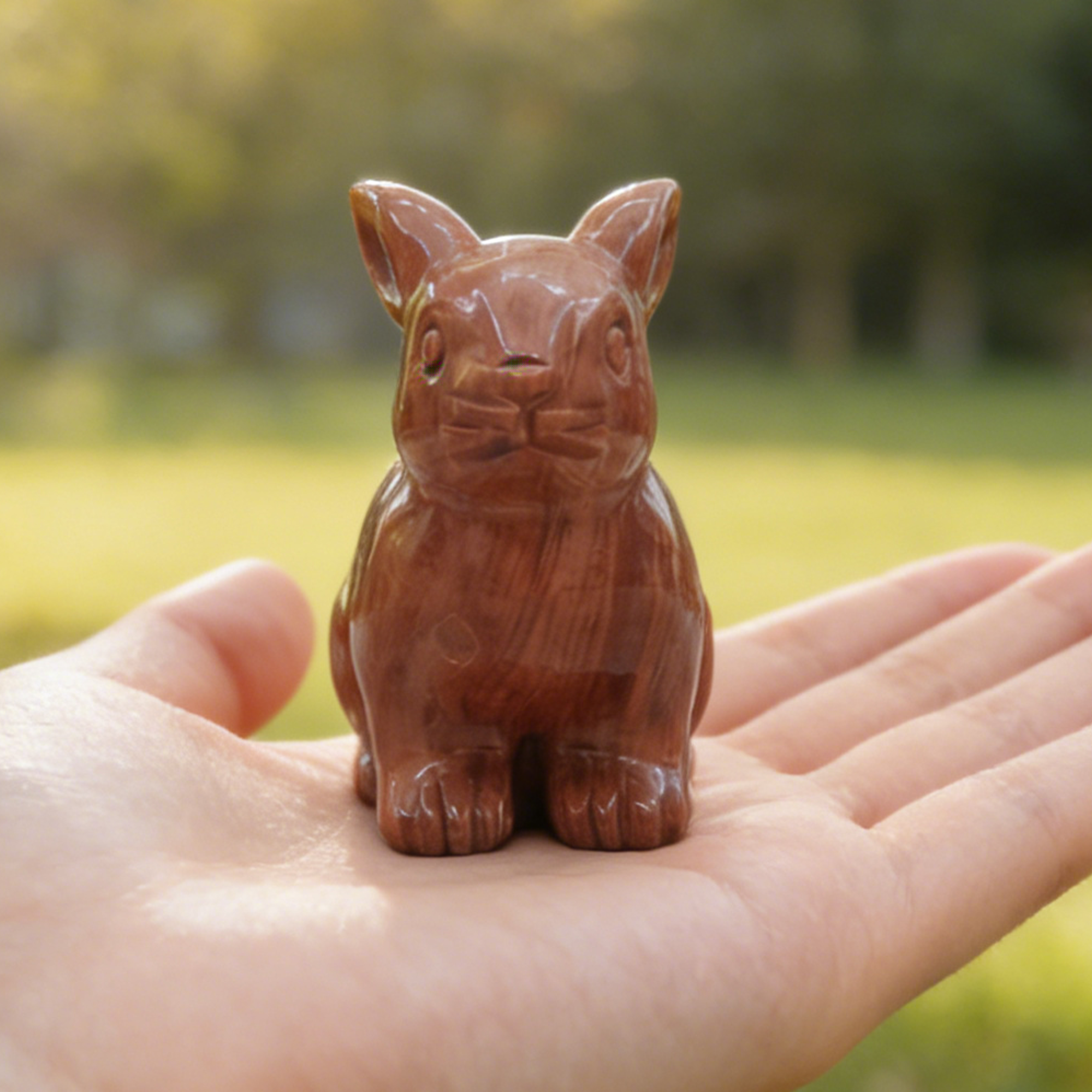 Red Jesper Rabbit Carving – Hand Carved Natural Stone