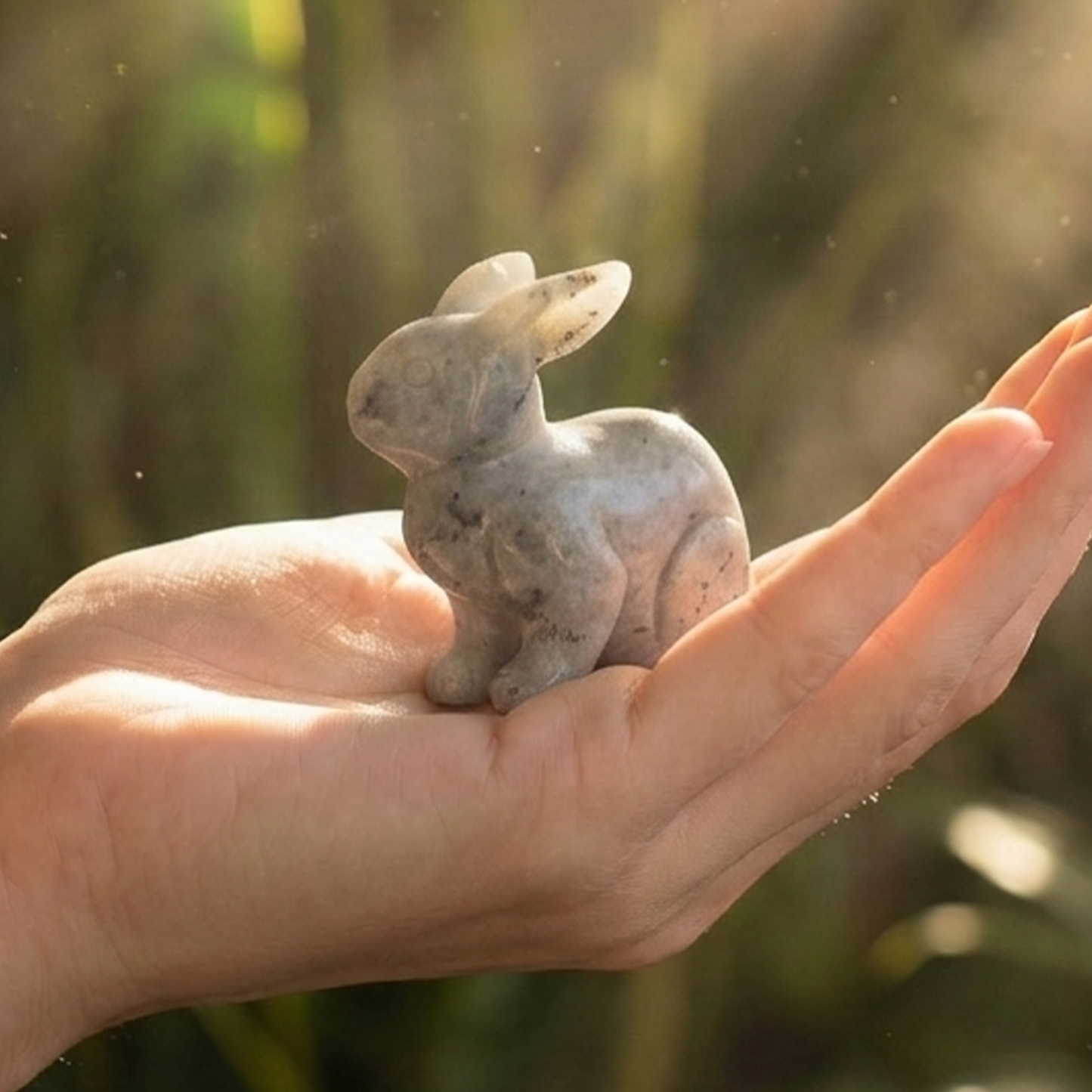 Labradorite Rabbit Carving- Hand Carved Natural Stone