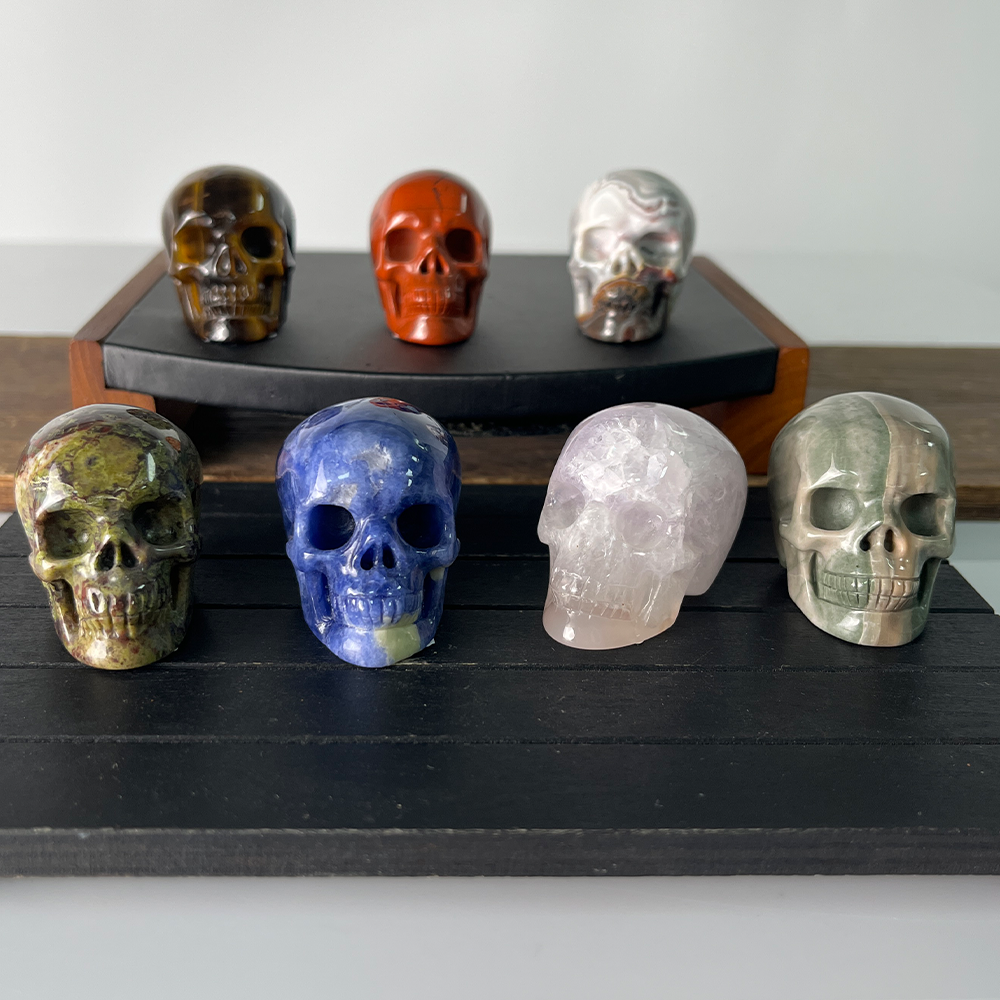 1.75 inch Crystal Skull Collection - Hand Carved Natural Gemstone