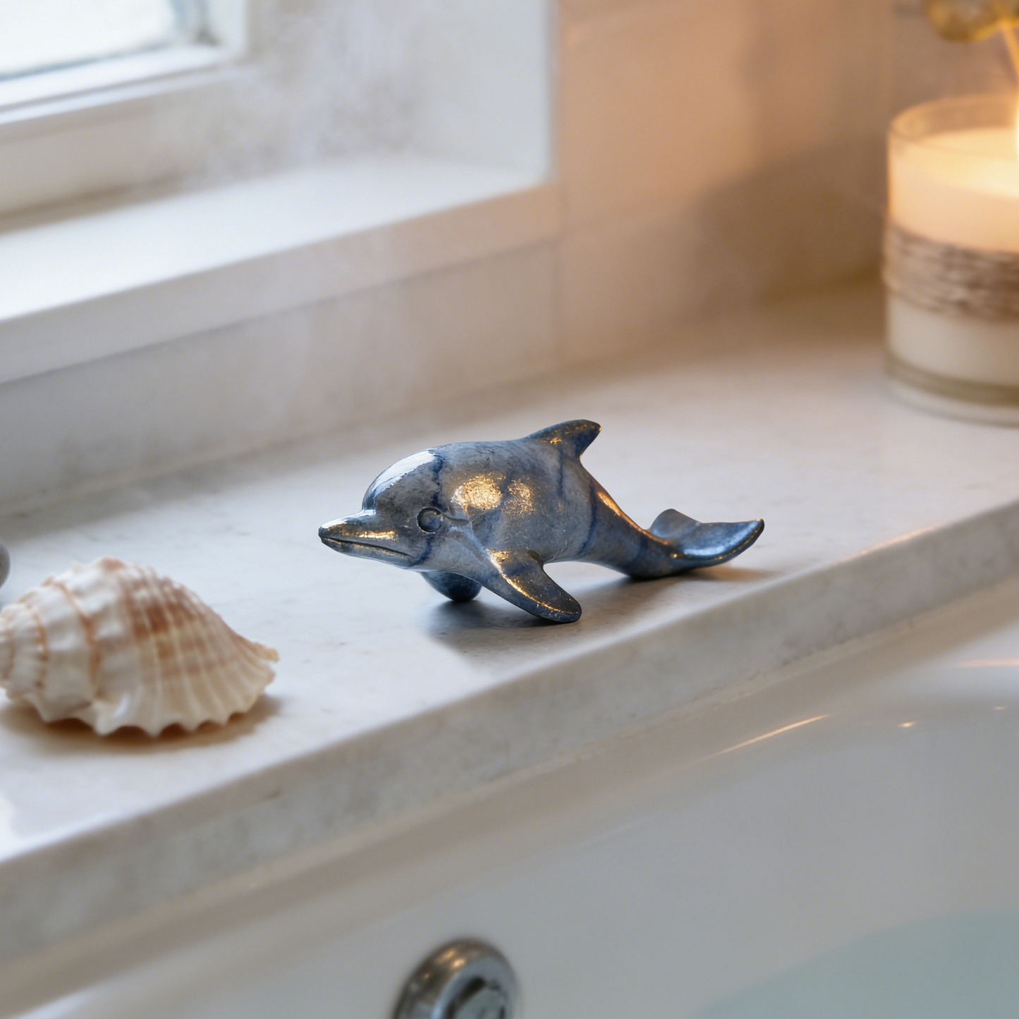 Blue Aventurine Dolphin Carving – Natural Gemstone Sculpture