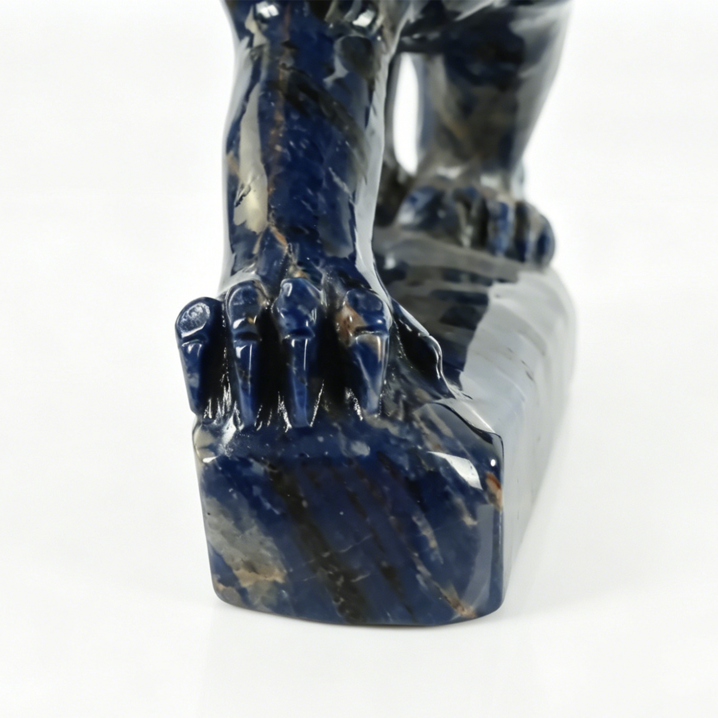 Blue Sodalite Leopard Sculpture - Hand Carved Natural Stone