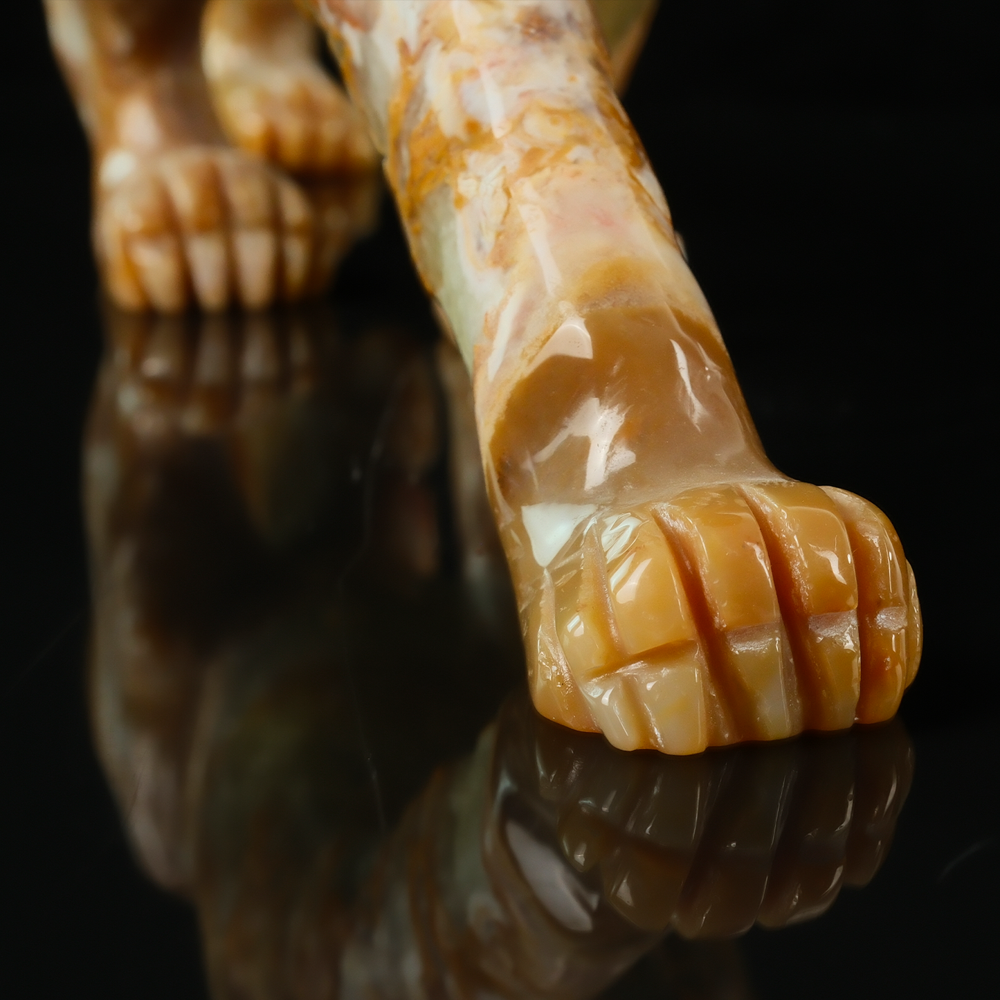 Yellow Chalcedony Leopard Carving - Hand Carved Natural Stone