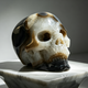 7.8 inch Carved Geode Agate Skull - Natural Stone Sculpture Carving