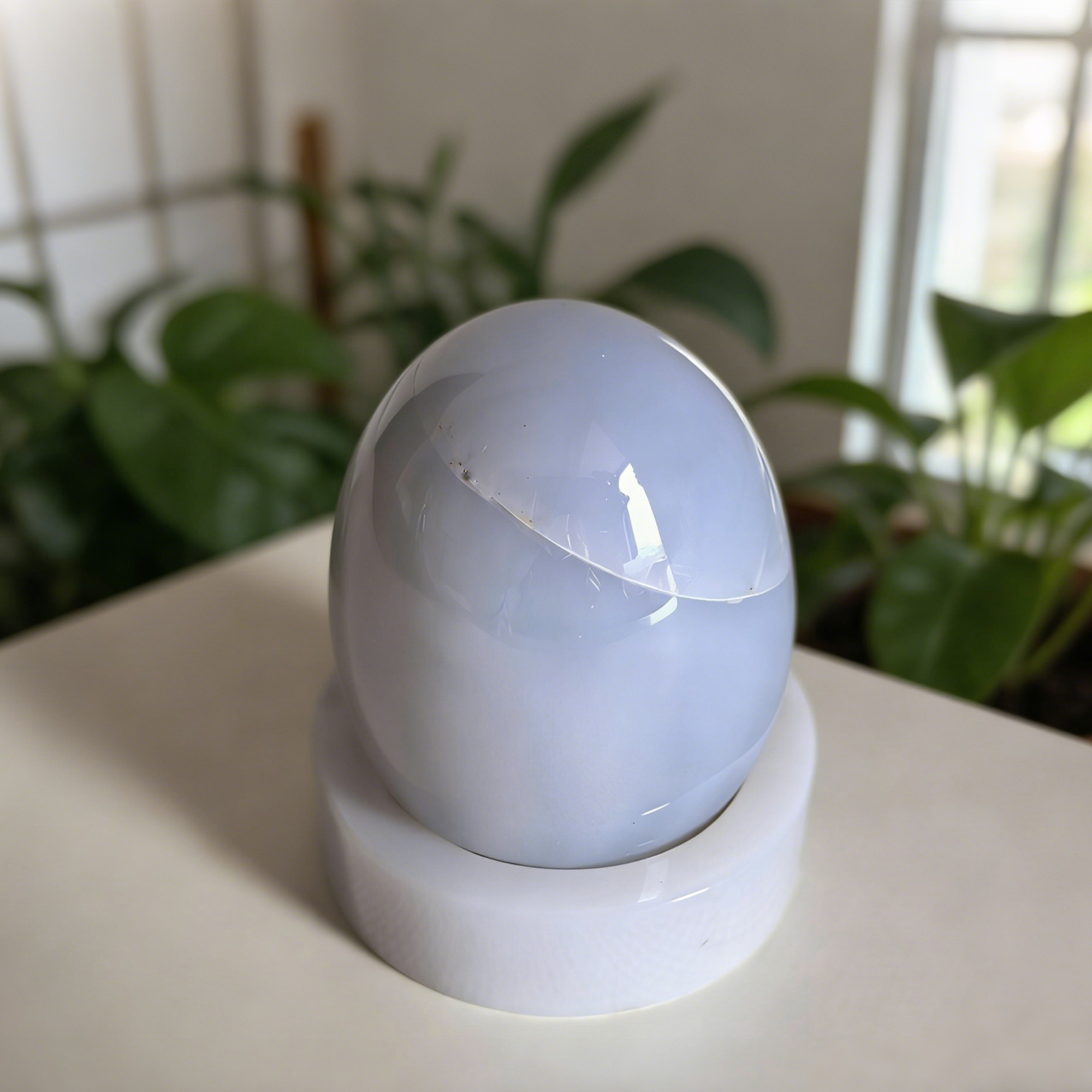 Blue Chalcedony Crystal Egg – Natural Gemstone Decor