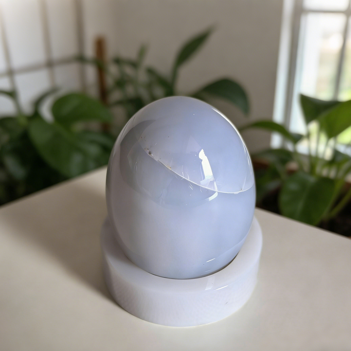 Blue Chalcedony Crystal Egg – Natural Gemstone Decor