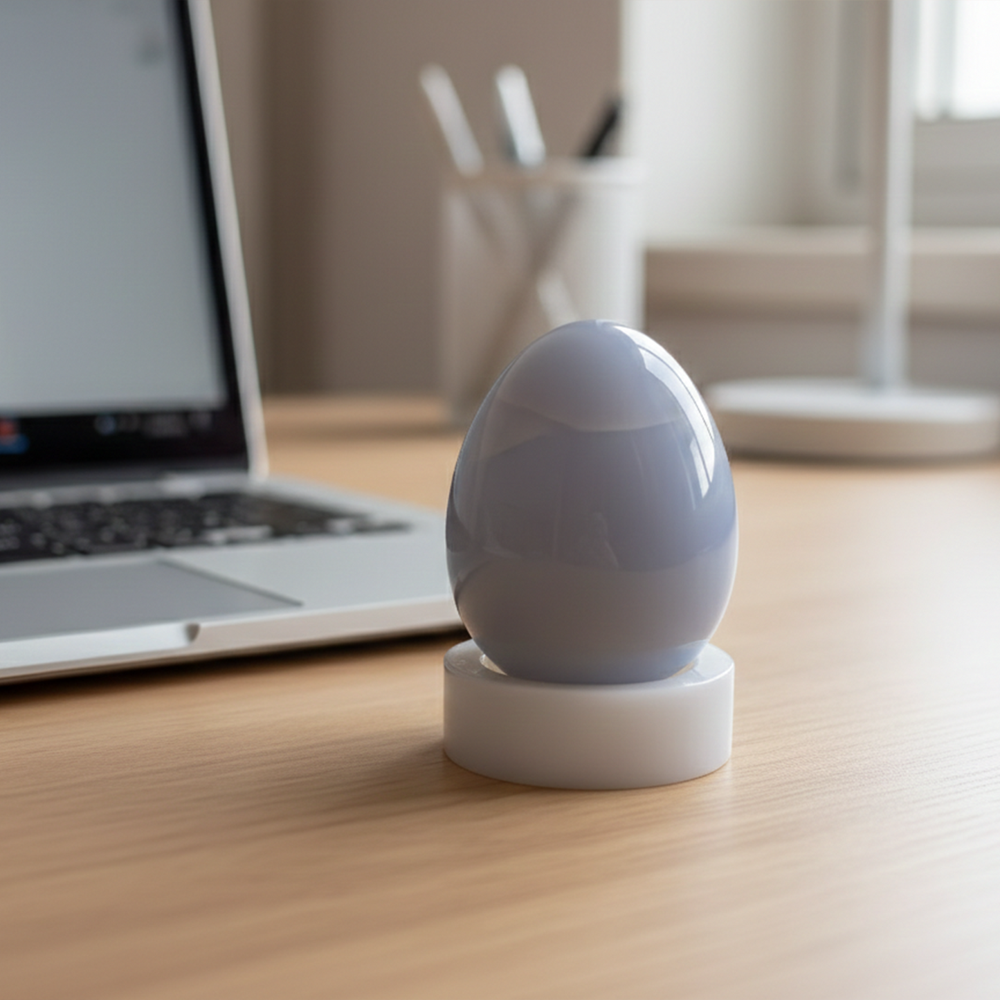 Blue Chalcedony Crystal Egg – Natural Gemstone Decor