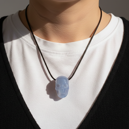 Blue Chalcedony Mini Skull Pendant