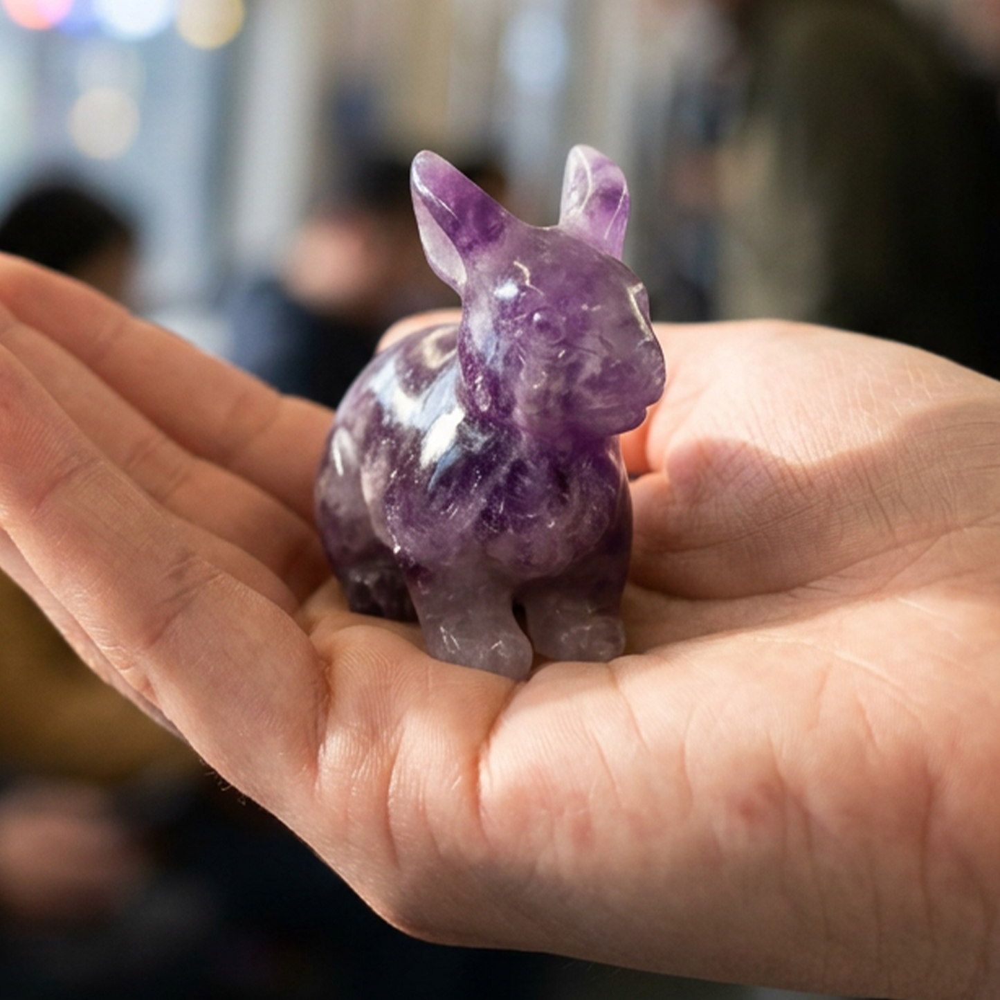 Amethyst-Hasen-Skulptur – Handgeschnitzte Kristallfigur