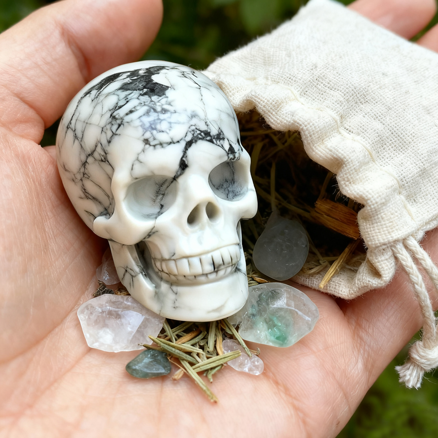 2 Inch White Howlite Turquoise Crystal Skull – Mini Crystal Skull