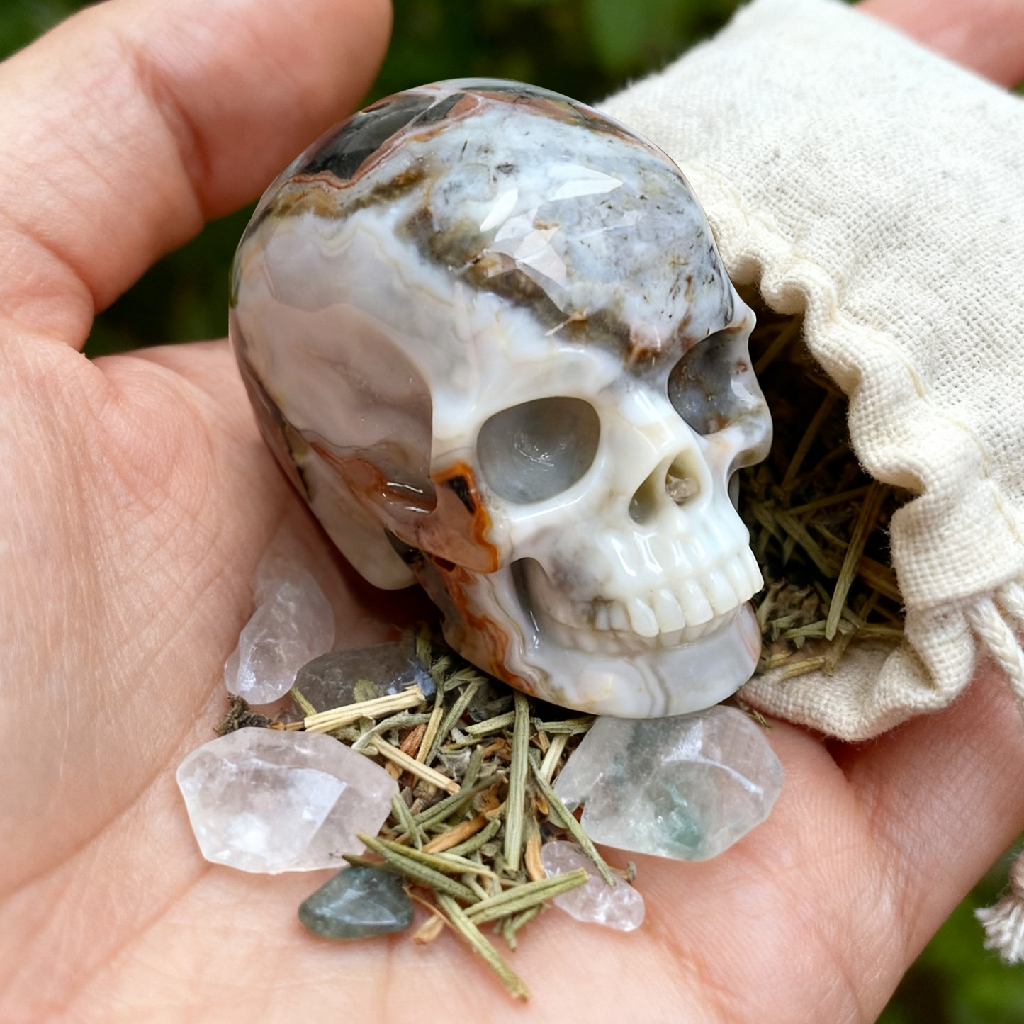 2 Inch Red Crazy Lace Agate Crystal Skull – Mini Gemstone Skull