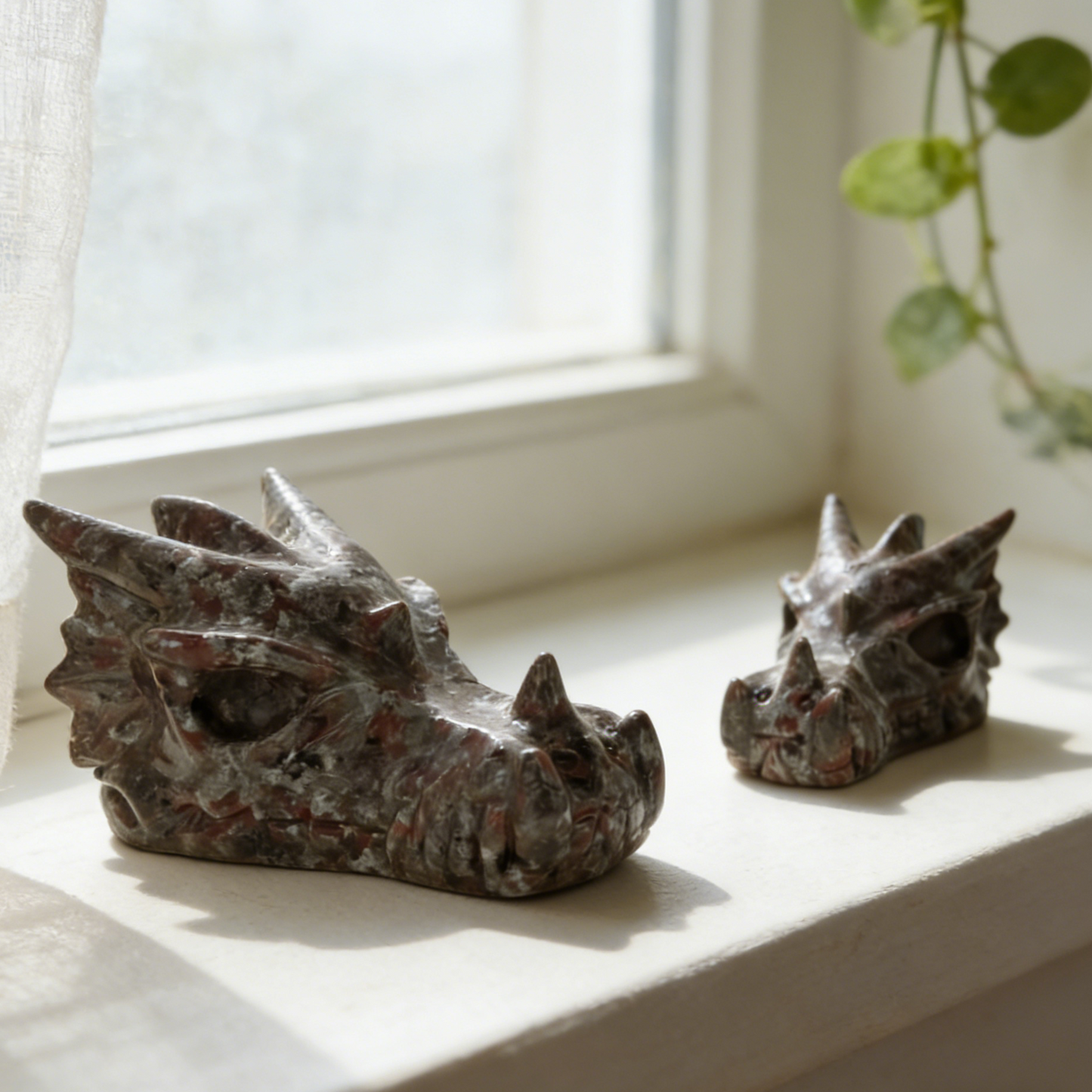 2.5 inch Yooperlite Chinese Dragon Skull - Hand Carved Natrual Stone Sculpture