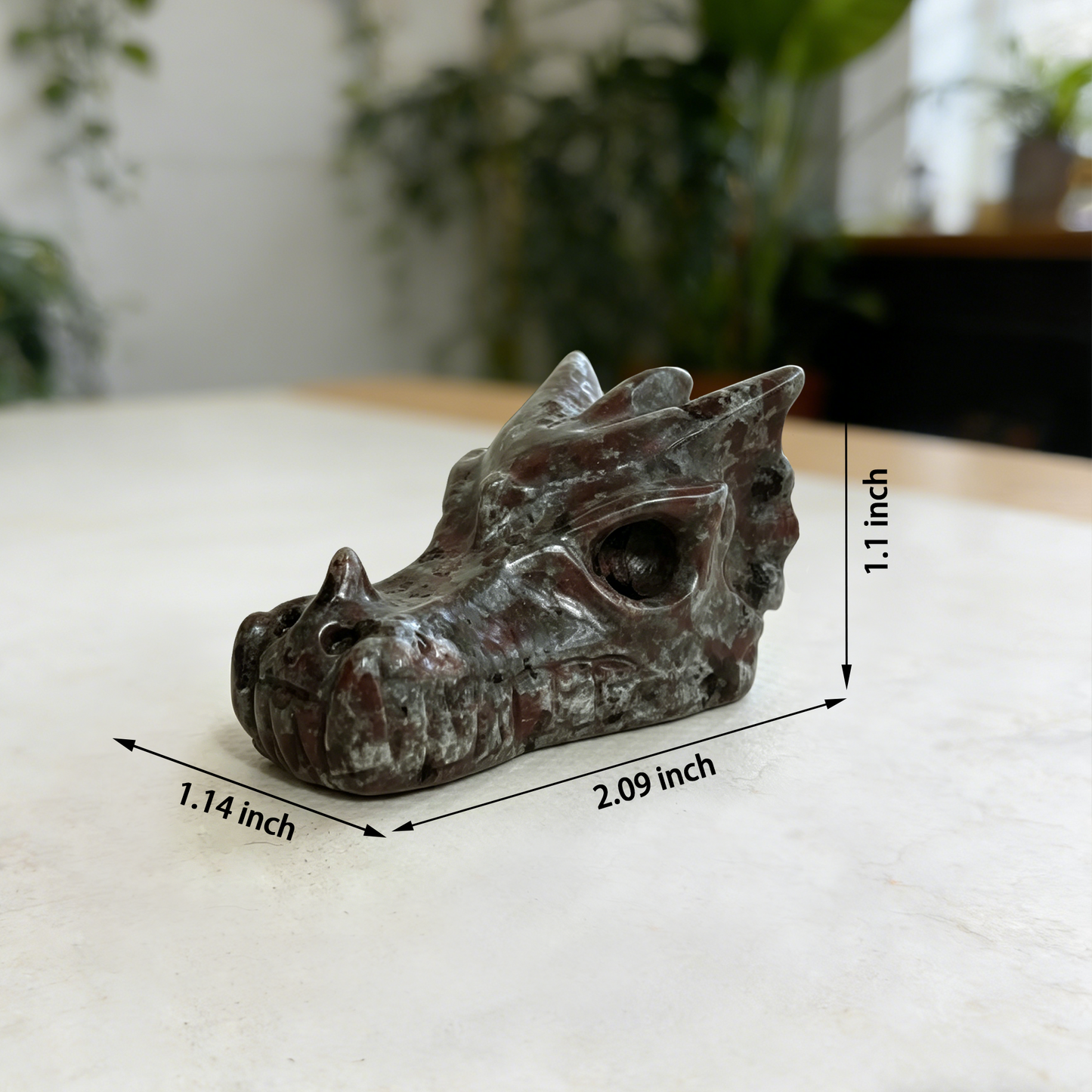 2.5 inch Yooperlite Chinese Dragon Skull - Hand Carved Natrual Stone Sculpture