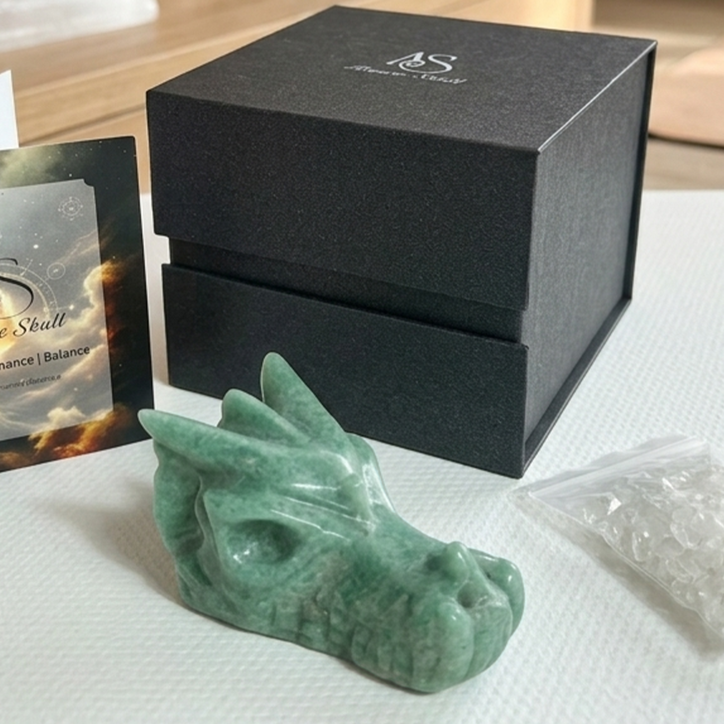 2.5 inch Green Aventurine Chinese Dragon Skull - Hand Carved Natrual Jade Sculpture