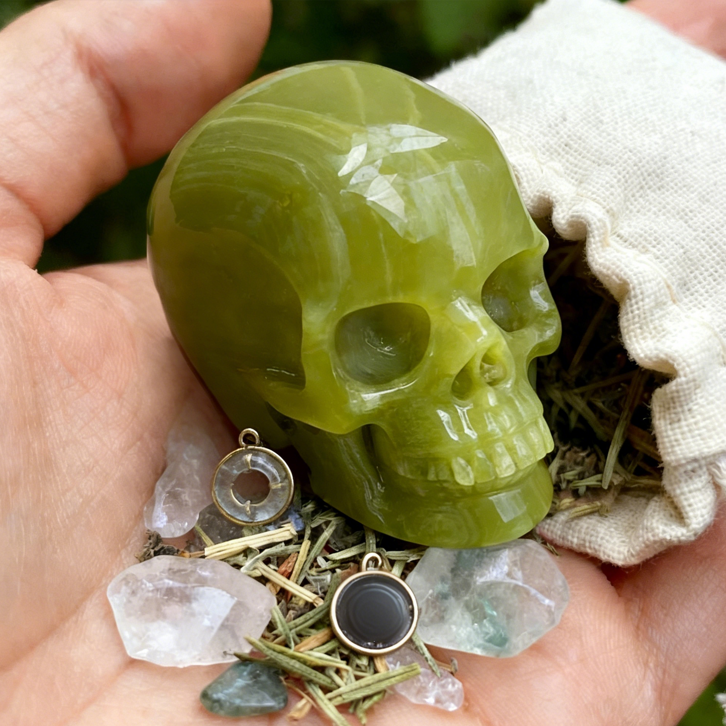 2 Inch Serpentine Crystal Skull – Mini Hand Carved Stone
