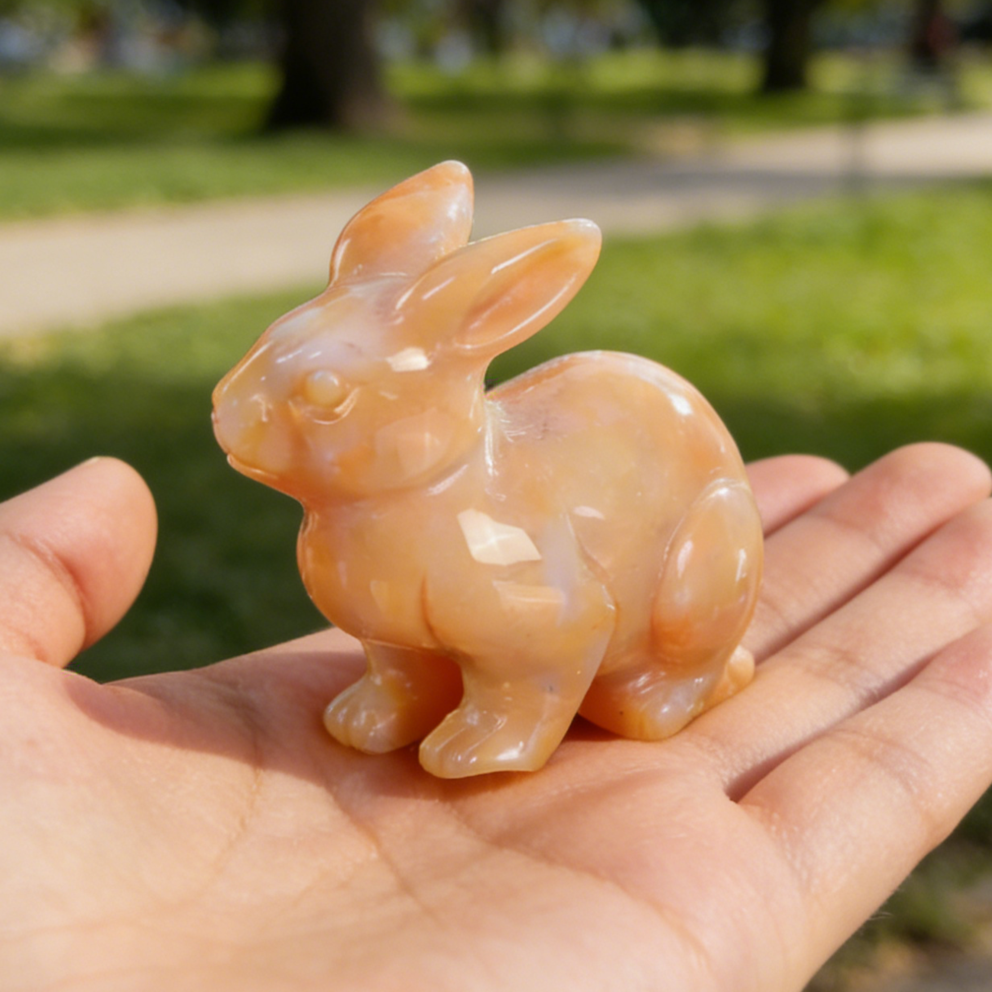 Yellow Chalcedony Rabbit Carving-Natrual Stone Carving