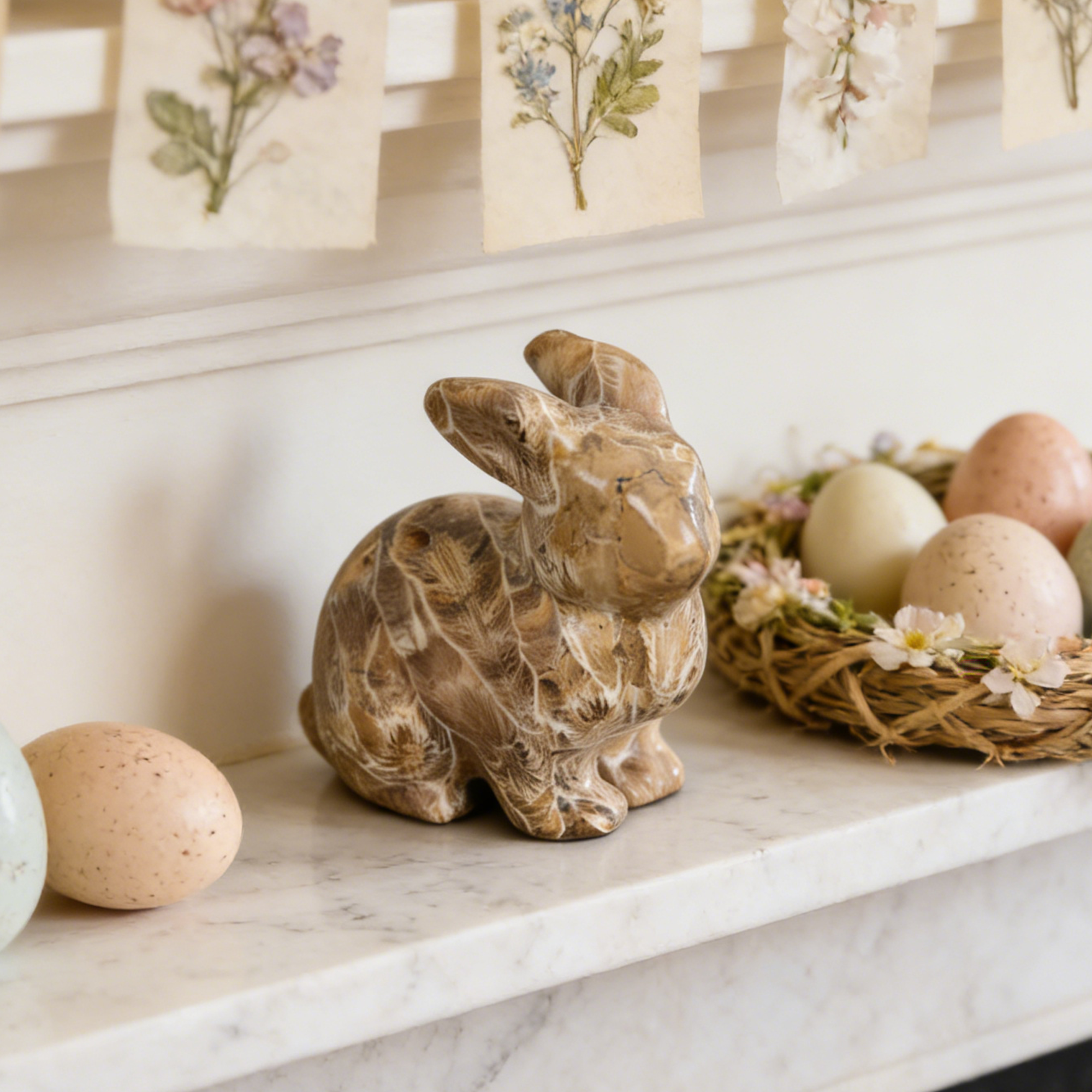 Coral Fossil Rabbit Carving – Hand Carved Natrual Stone