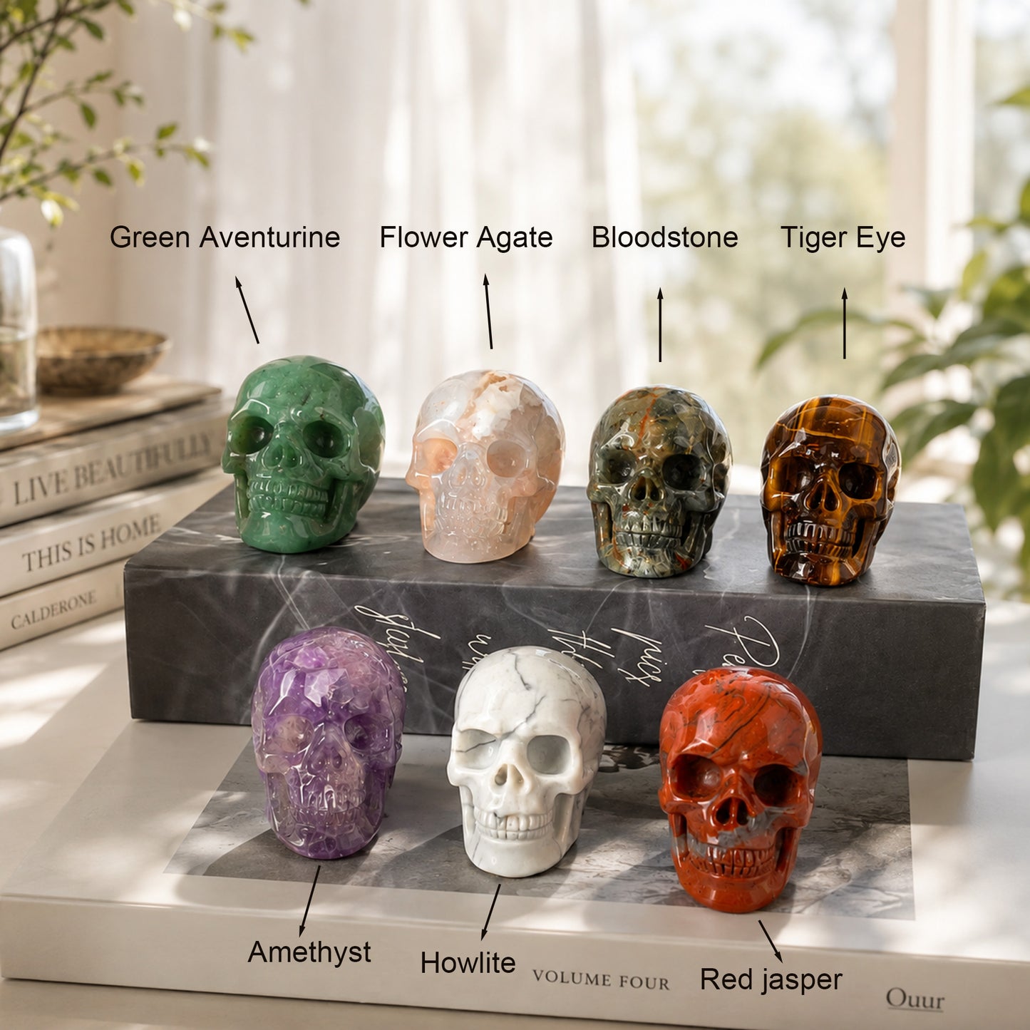 1.75 inch Crystal Skull Collection - Hand Carved Natural Stone
