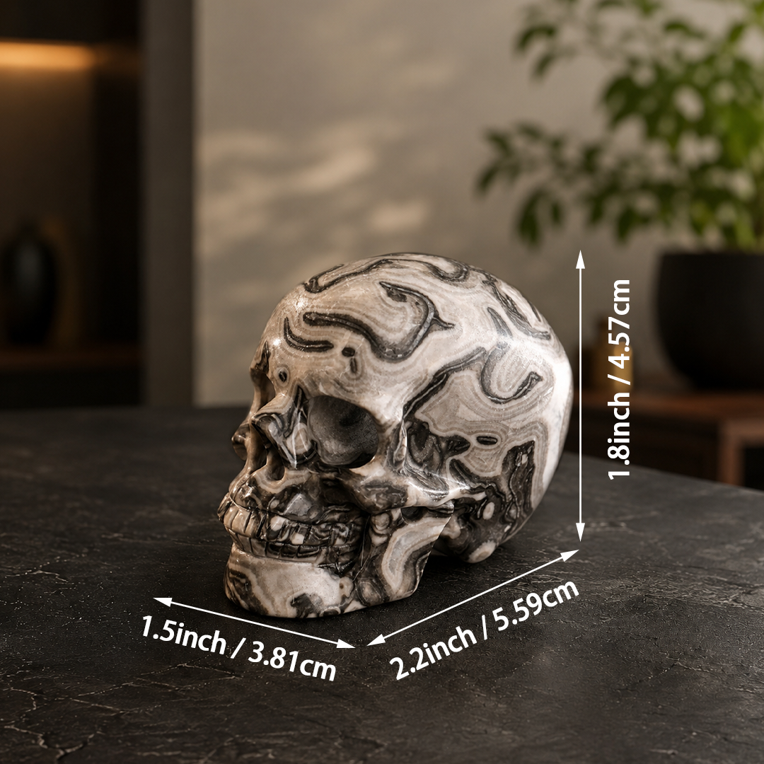 2 Inch Black Crazy Lace Agate Crystal Skull – Hand Carved Natural Stone