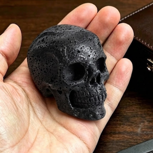 2 Inch Hot Lava Stone Skull – Hand Carved Natural Stone