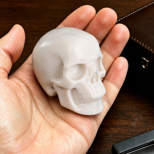 2 Inch Ivory Jade Crystal Skull – Hand Carved Natural Stone