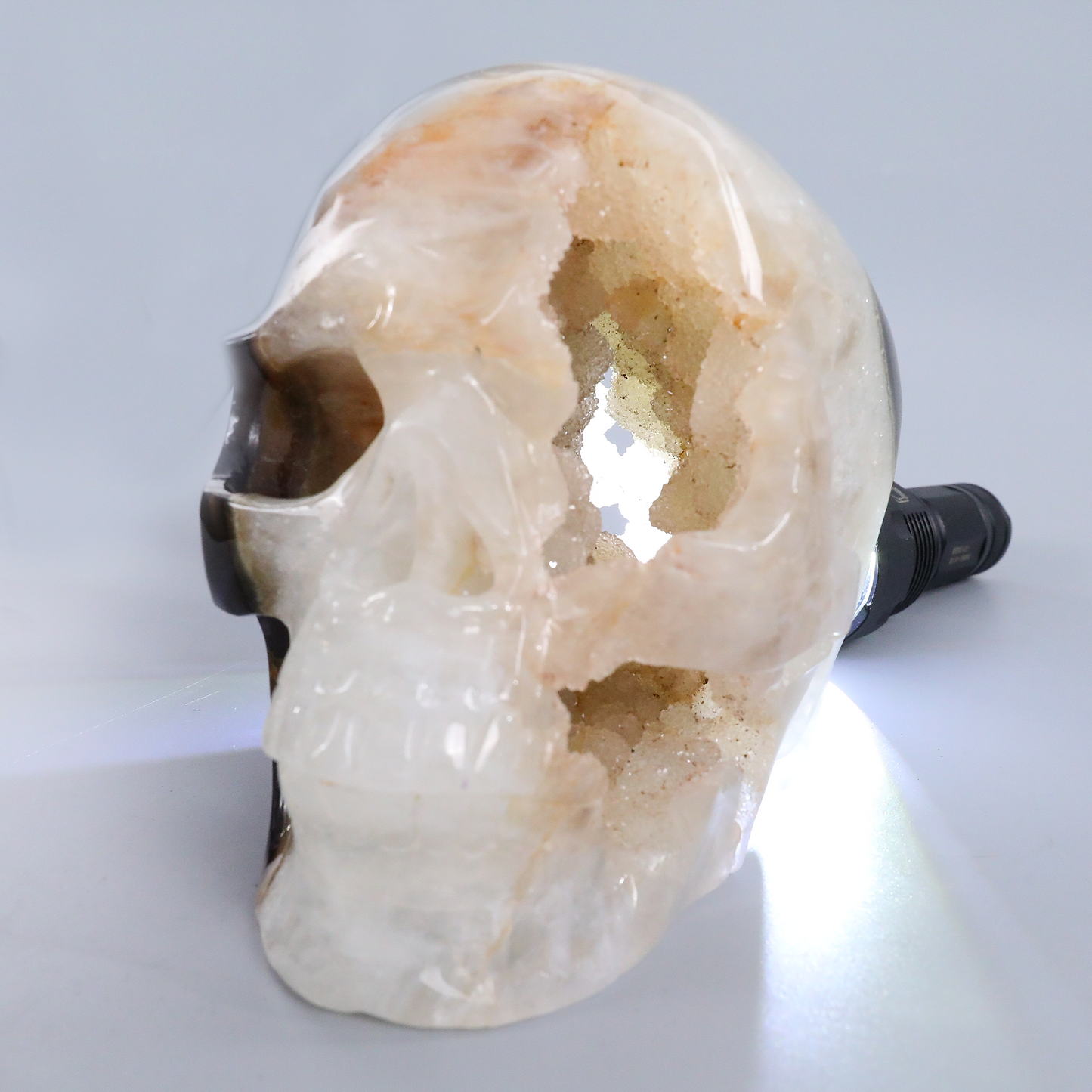 Carved Geode Agate Crystal Skull (3500g)