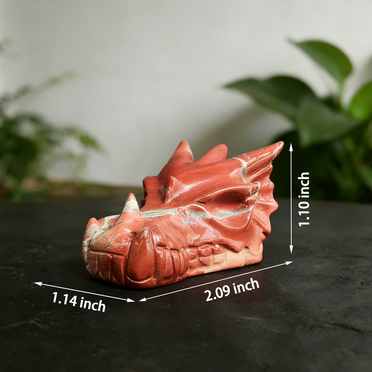2 inch Red Jasper Chinese Dragon Skull Jade Sculpture- Hand Craved Natrual Jasper