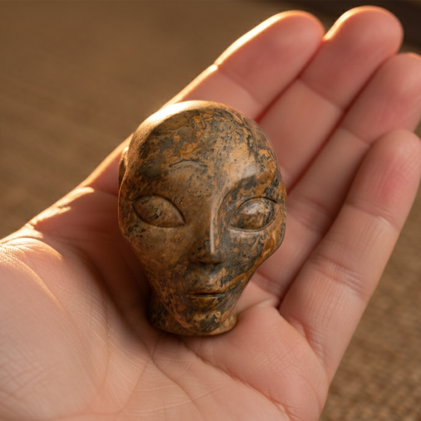 2 Inch Leopard Skin Jasper Alien Crystal Skull