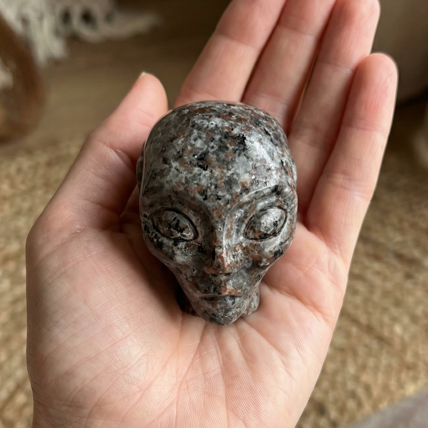 Crâne de cristal extraterrestre en pierre de feu de 5 cm – Mini crâne de cristal