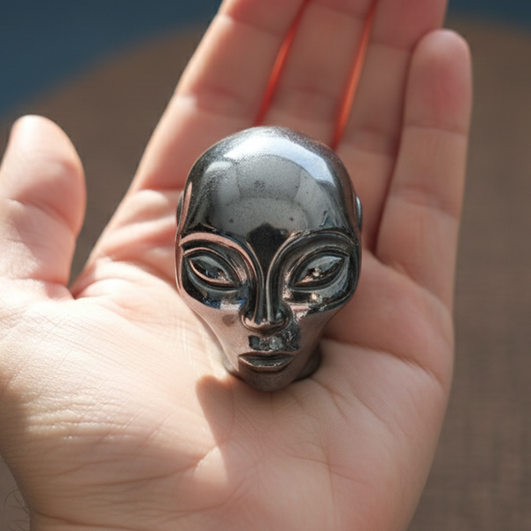2 Zoll großer Tektit-Alien-Kristallschädel – Mini-Steinschädel