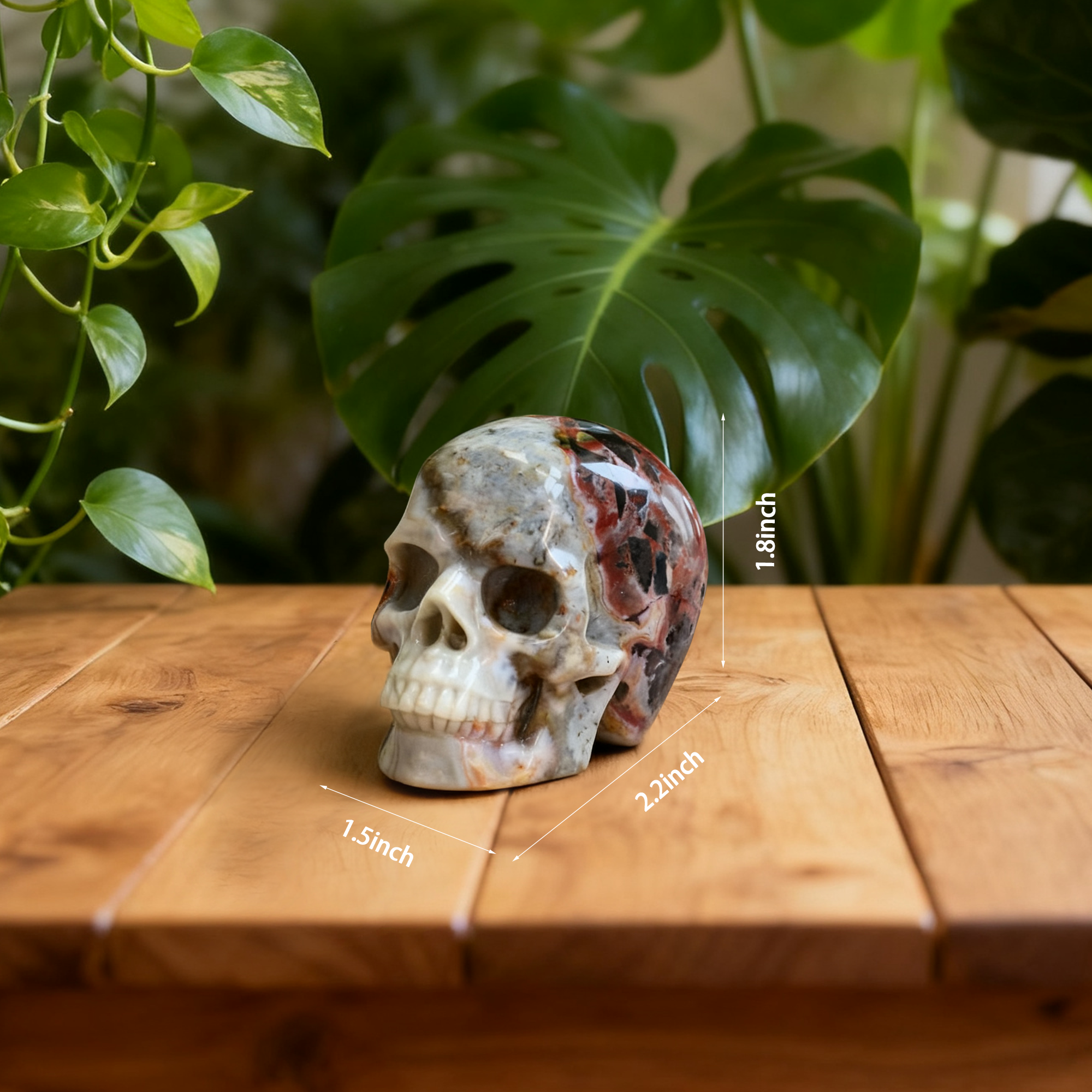 2 Inch Red Crazy Lace Agate Crystal Skull – Mini Gemstone Skull