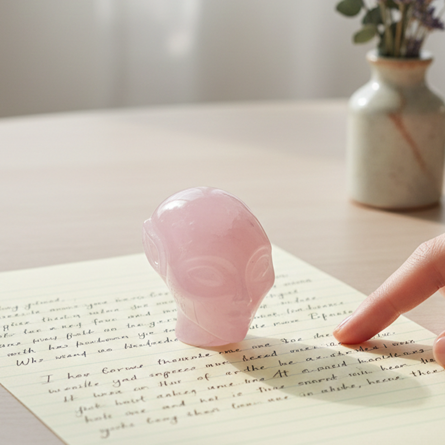 2 inch Rose Quartz Alien Crystal Skull
