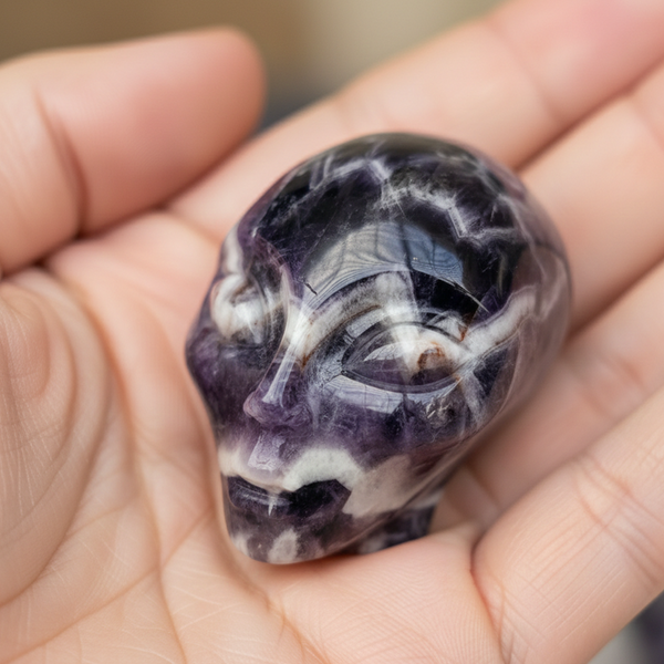 2 Zoll großer Traum-Amethyst-Alien-Kristallschädel – Mini-Kristallschädel