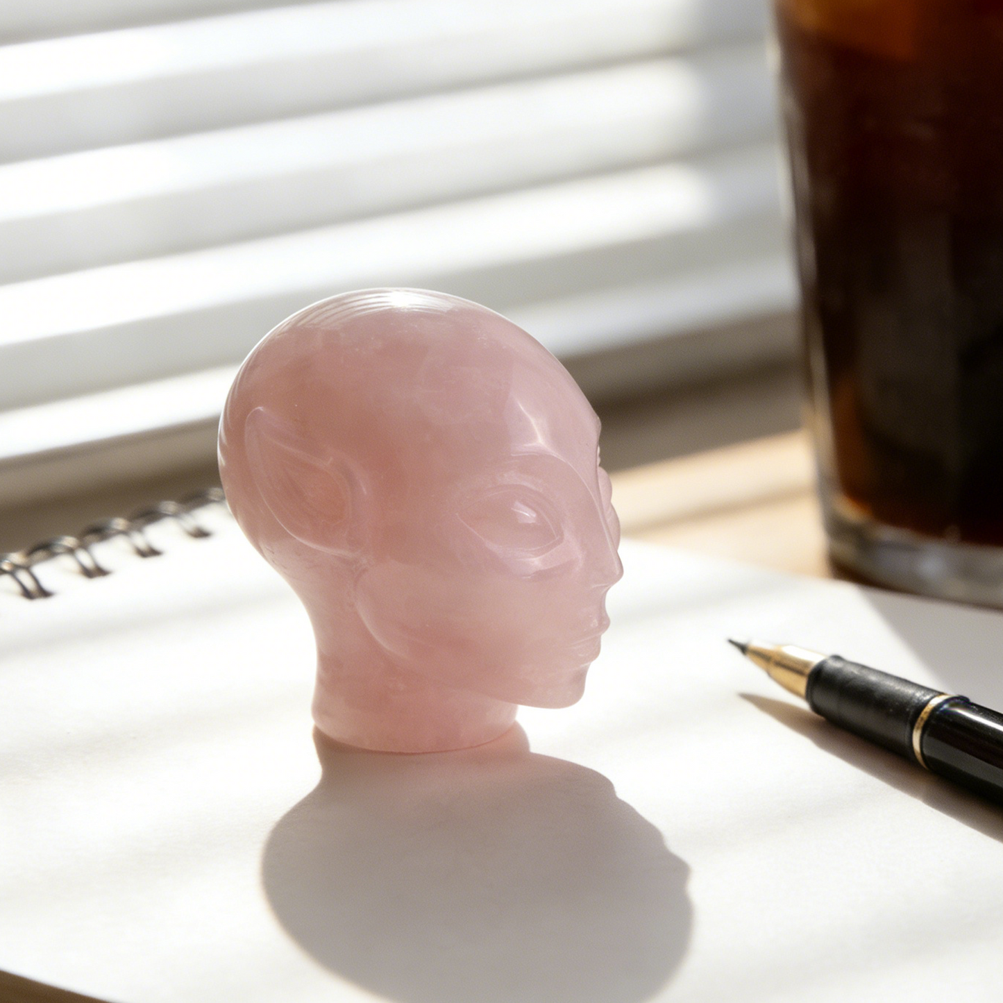2 inch Rose Quartz Alien Crystal Skull