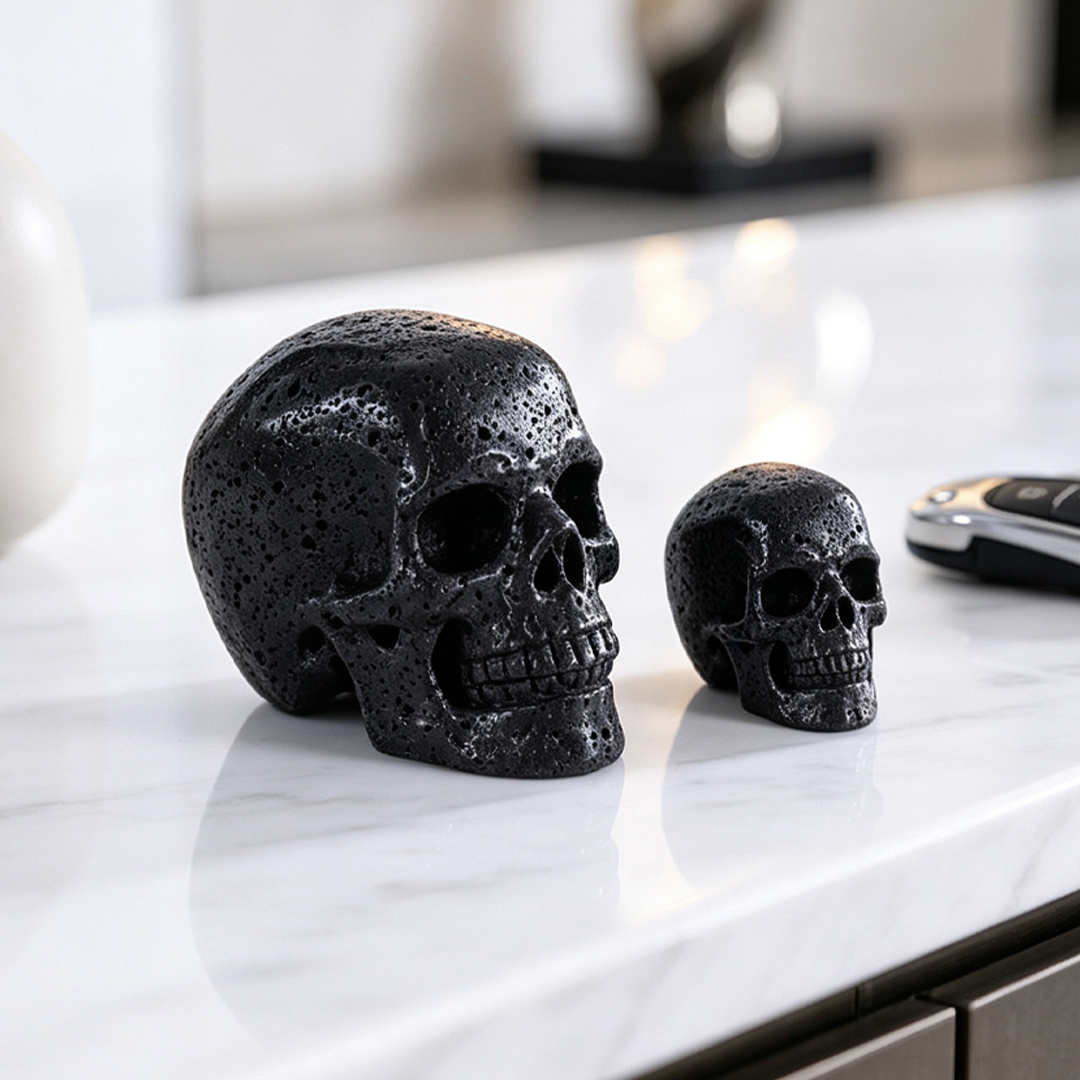 2 Inch Hot Lava Stone Skull – Hand Carved Natural Stone