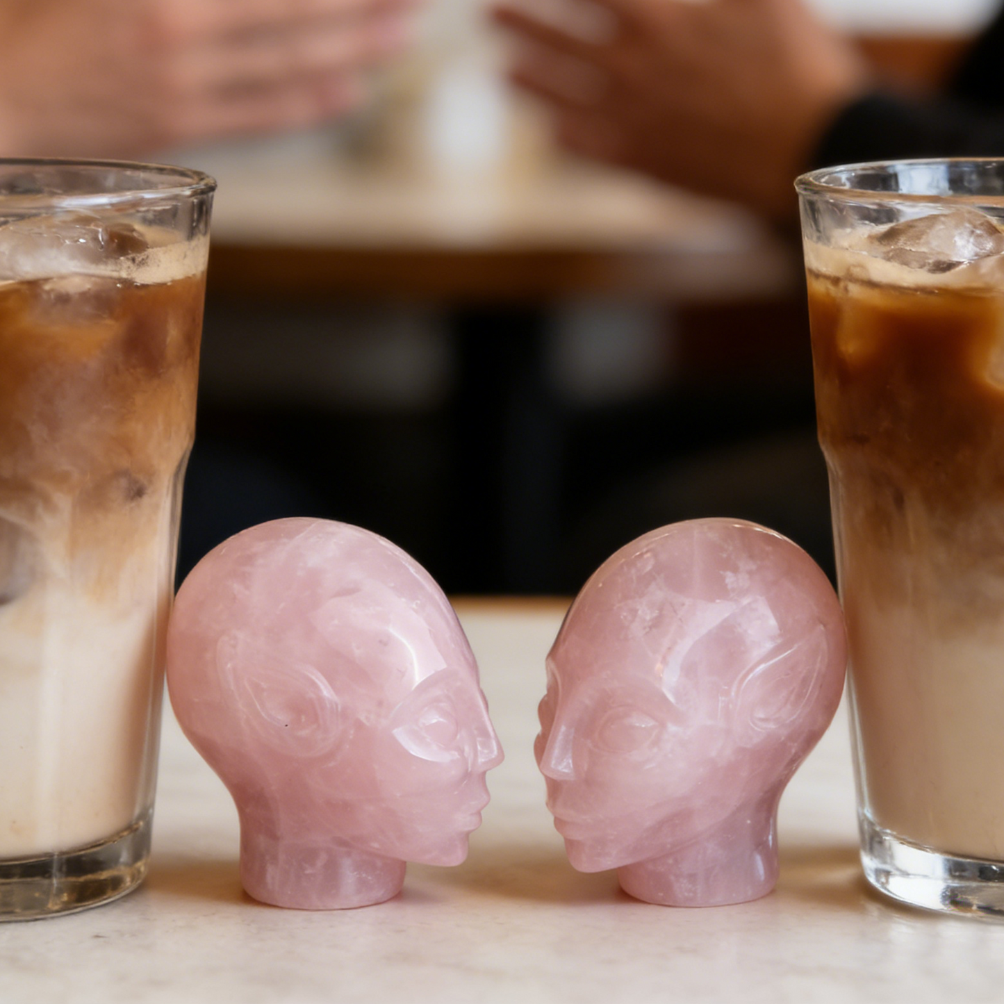 2 inch Rose Quartz Alien Crystal Skull