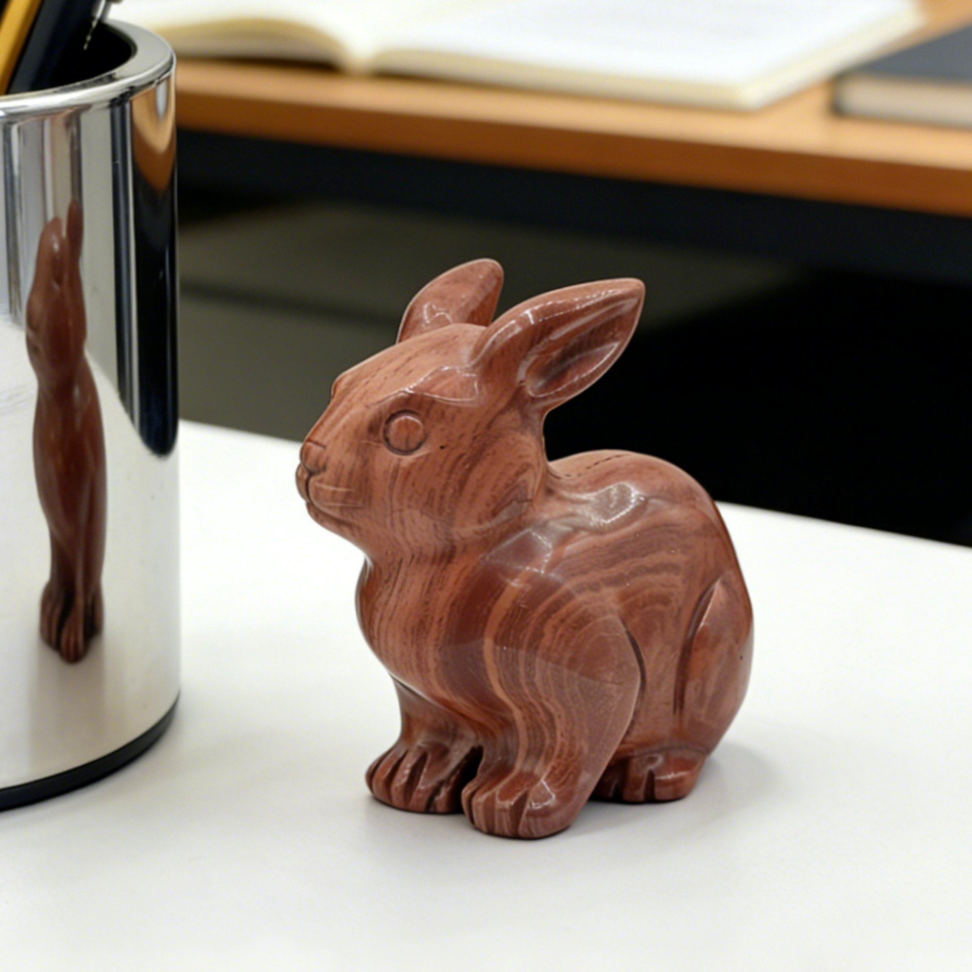 Red Jesper Rabbit Carving – Hand Carved Natural Stone