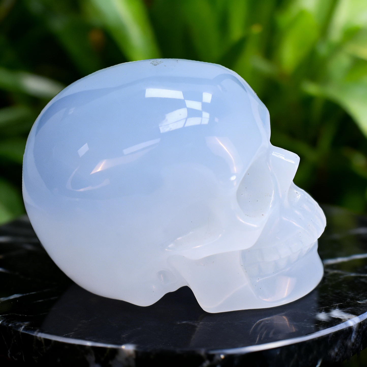 3 Inch Blue Chalcedony Crystal Skull – Hand Carved Natural Stone