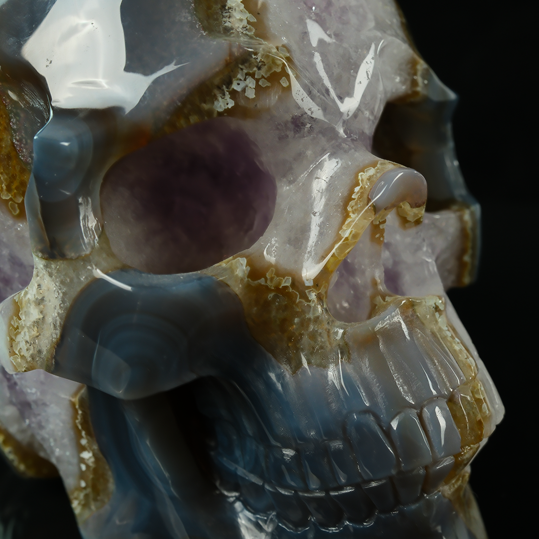Amethyst Geode Skull - Hand Carved Natrual Crystal