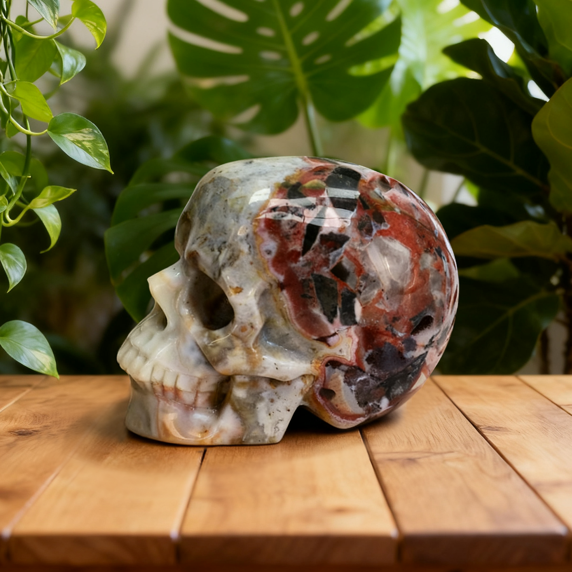 2 Inch Red Crazy Lace Agate Crystal Skull – Mini Gemstone Skull