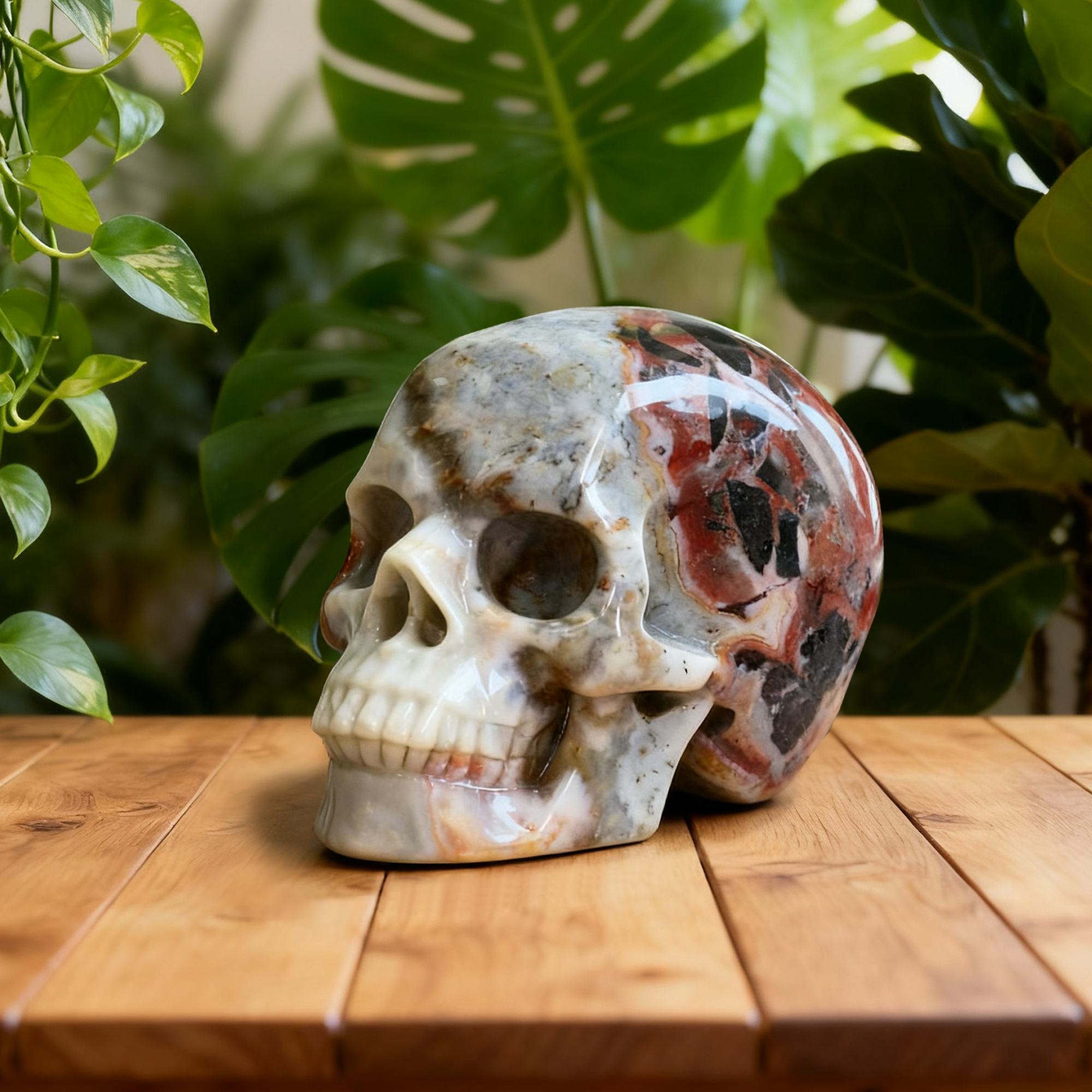 2 Inch Red Crazy Lace Agate Crystal Skull – Mini Gemstone Skull