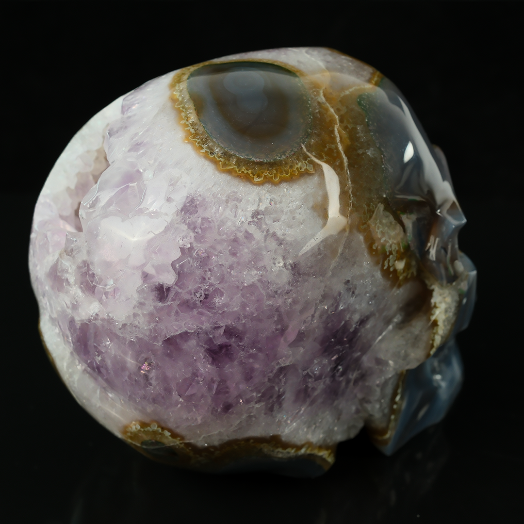 Amethyst Geode Skull - Hand Carved Natrual Crystal