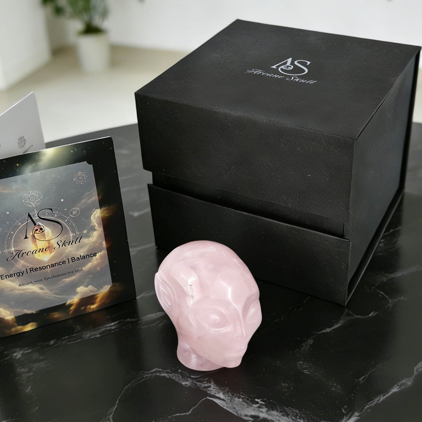 2 inch Rose Quartz Alien Crystal Skull