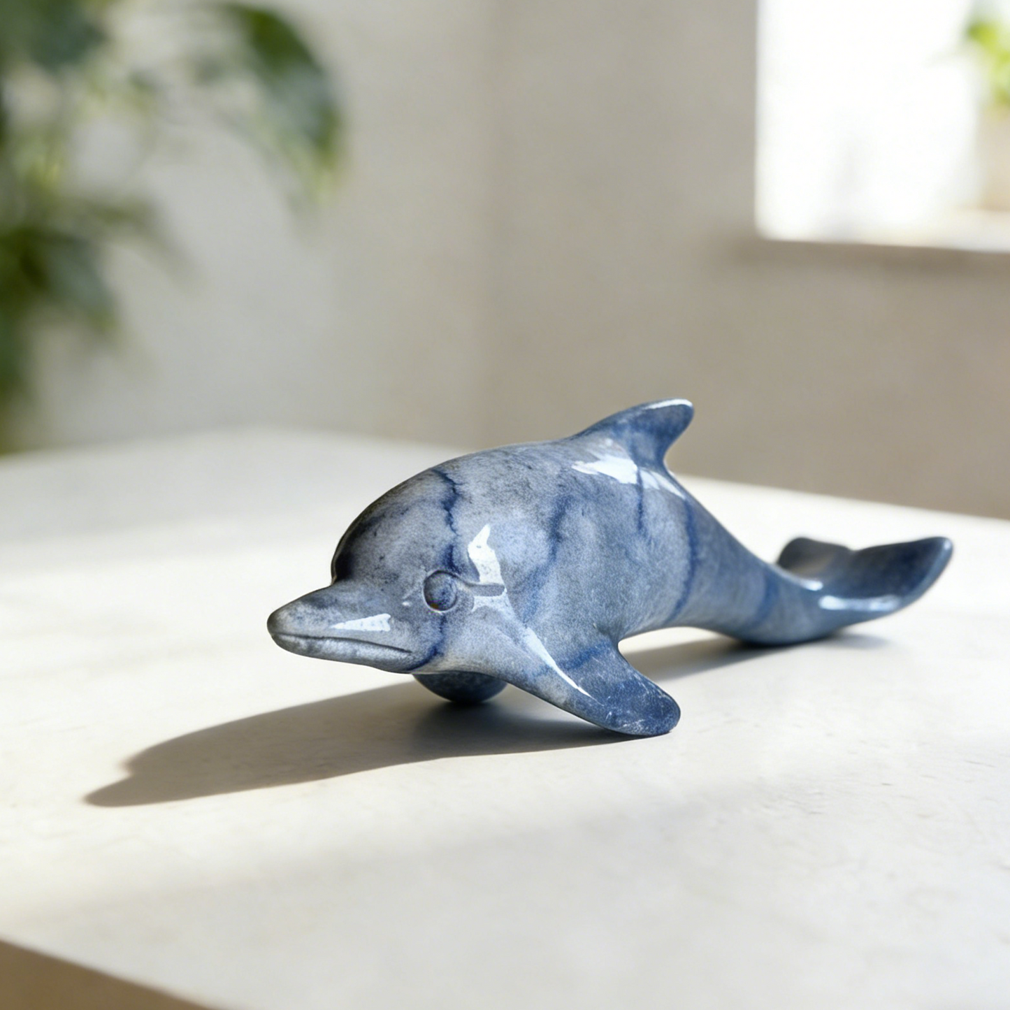 Blue Aventurine Dolphin Carving – Natural Gemstone Sculpture