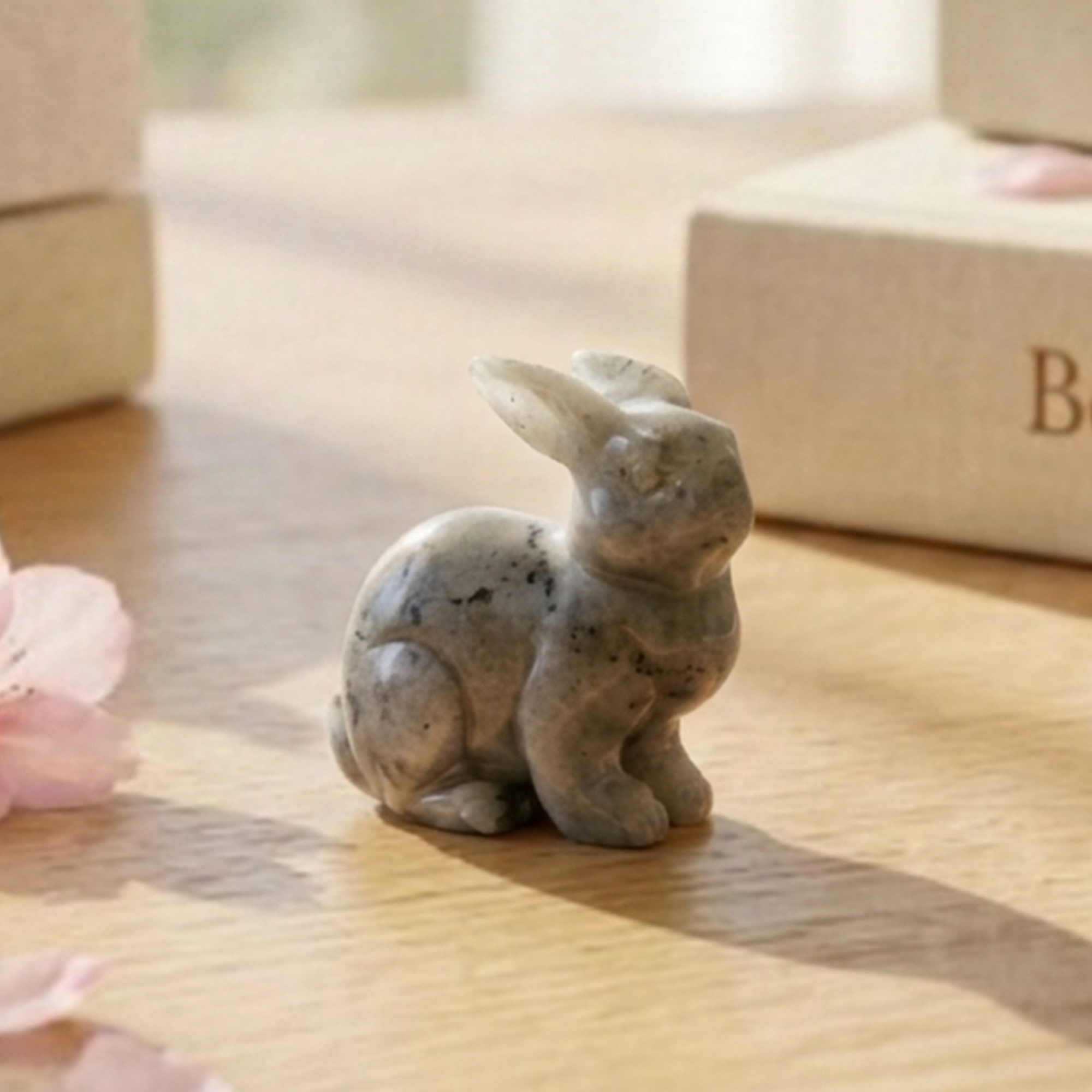 Labradorite Rabbit Carving- Hand Carved Natural Stone