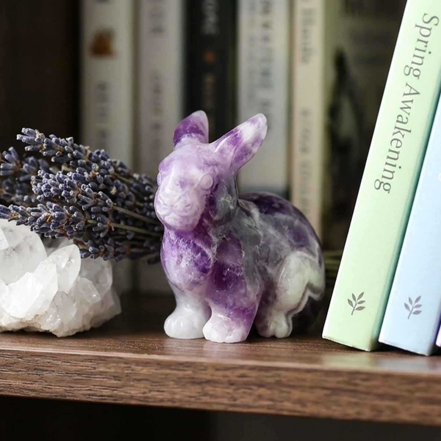 Amethyst-Hasen-Skulptur – Handgeschnitzte Kristallfigur