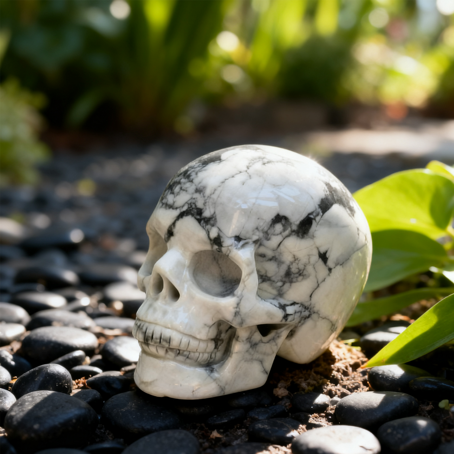 3 Inch White Howlite Turquoise Crystal Skull